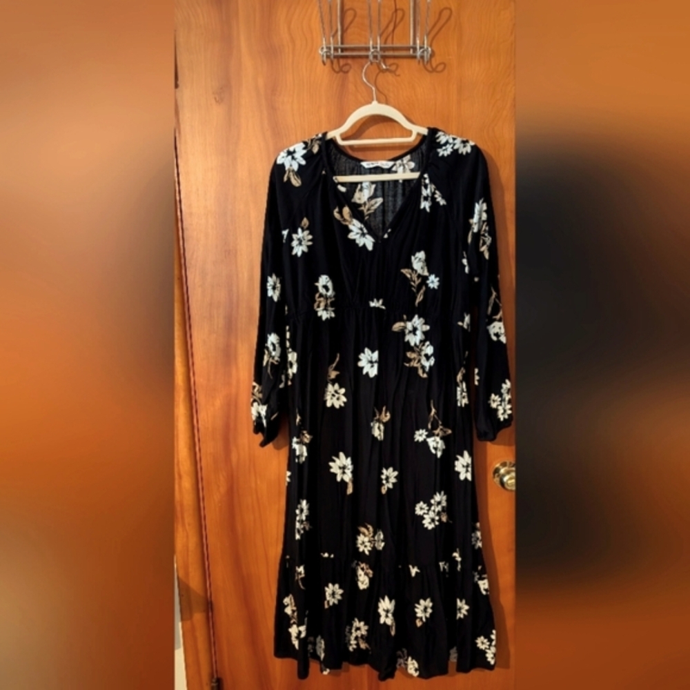 Floral Black Maternity Dress